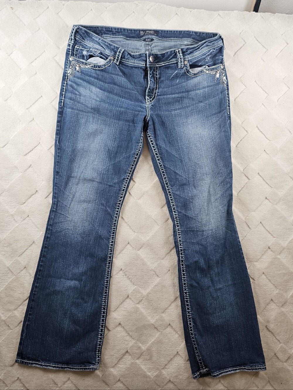 Silver Jeans Suki Boot Cut Jean Womens Plus Size 22 Western Cowgirl Whiskered